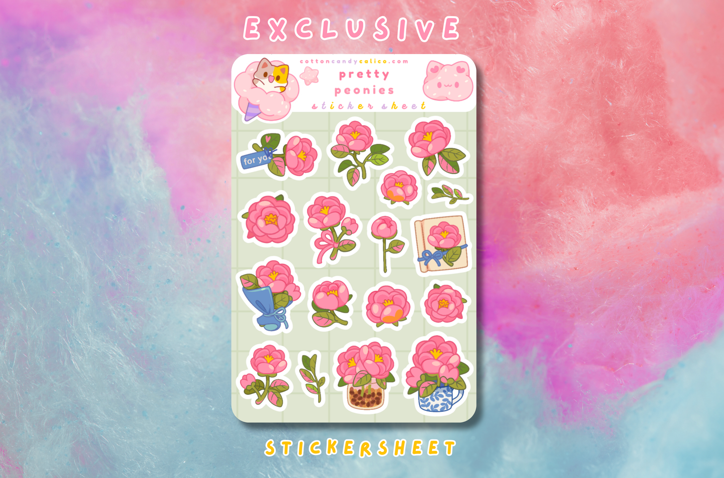 Pretty Peonies Sticker Sheet PATREON EXCLUSIVE - January 2026