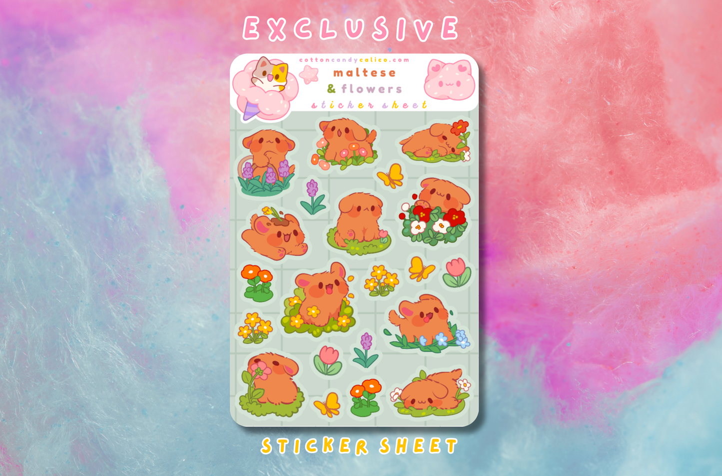 Puppy & Flowers Sticker Sheet PATREON EXCLUSIVE - May2026