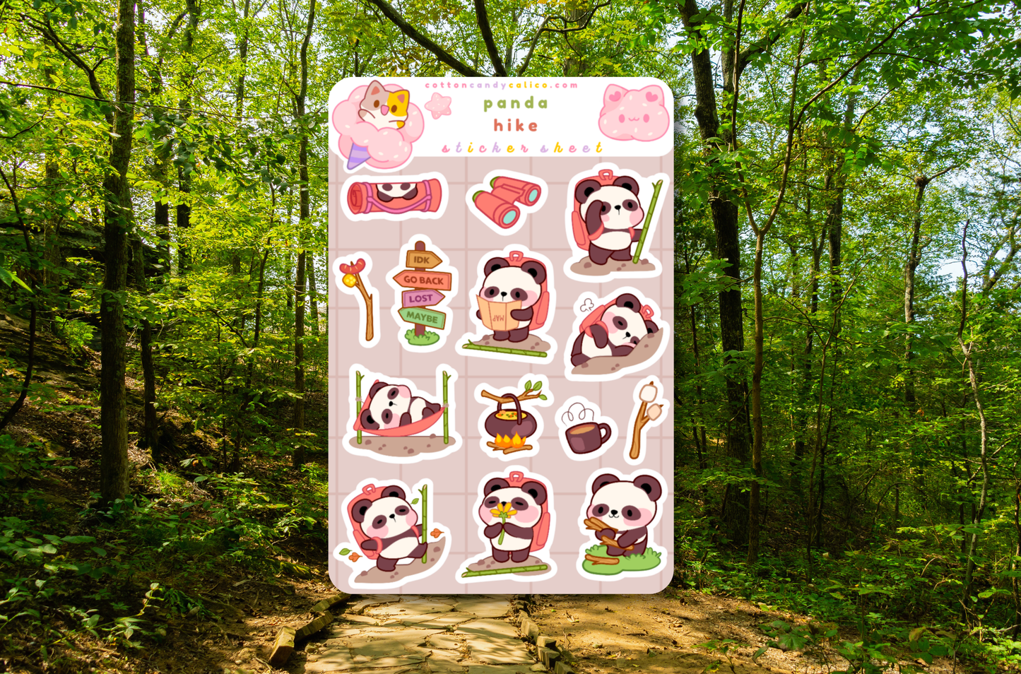 Panda Hike Sticker Sheet