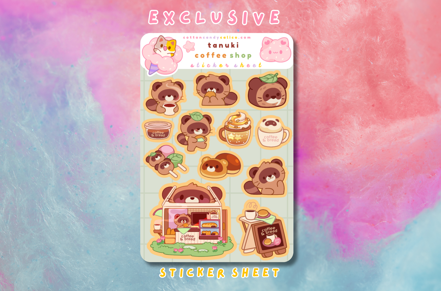 Tanuki Coffee Shop Sticker Sheet PATREON EXCLUSIVE - July 2026