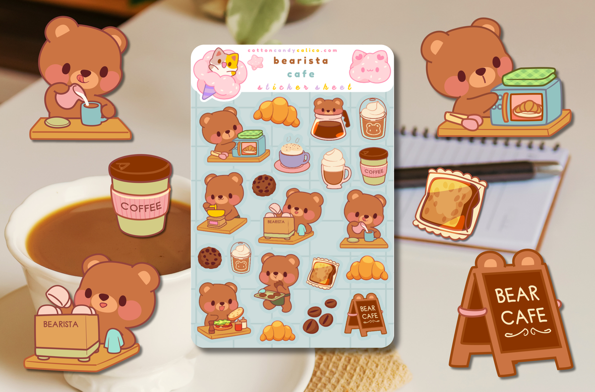 Bearista Cafe Sticker Sheet