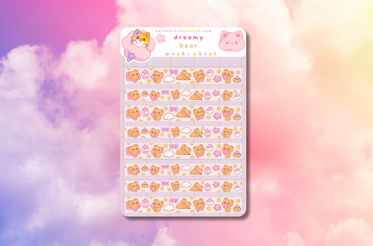 Dreamy Bear Washi Sticker Sheet
