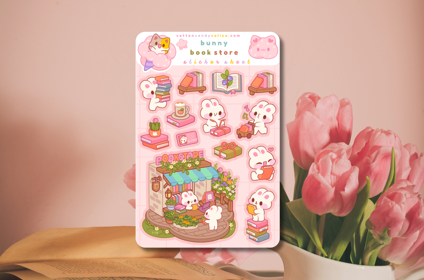 Bunny Book Store Sticker Sheet