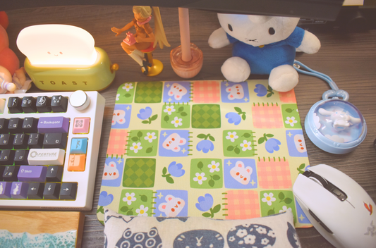 Yuffie Chloe Bunny Floral Patchwork Mouse Pad
