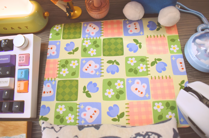 Yuffie Chloe Bunny Floral Patchwork Mouse Pad