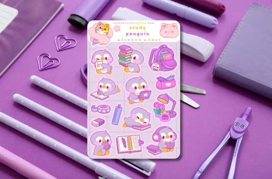 Study Penguin Sticker Sheet
