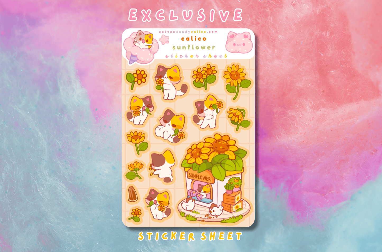 Calico Sunflower Sticker Sheet PATREON EXCLUSIVE - August 2026