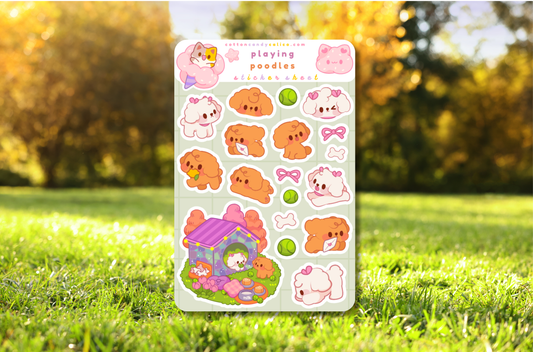 Playing Poodles Sticker Sheet