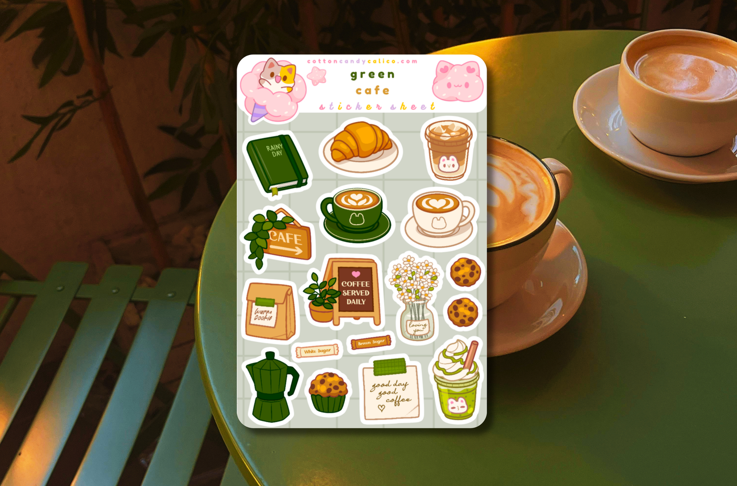 Green Cafe Sticker Sheet