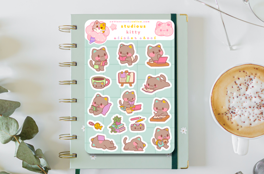 Studious Kitty Sticker Sheet