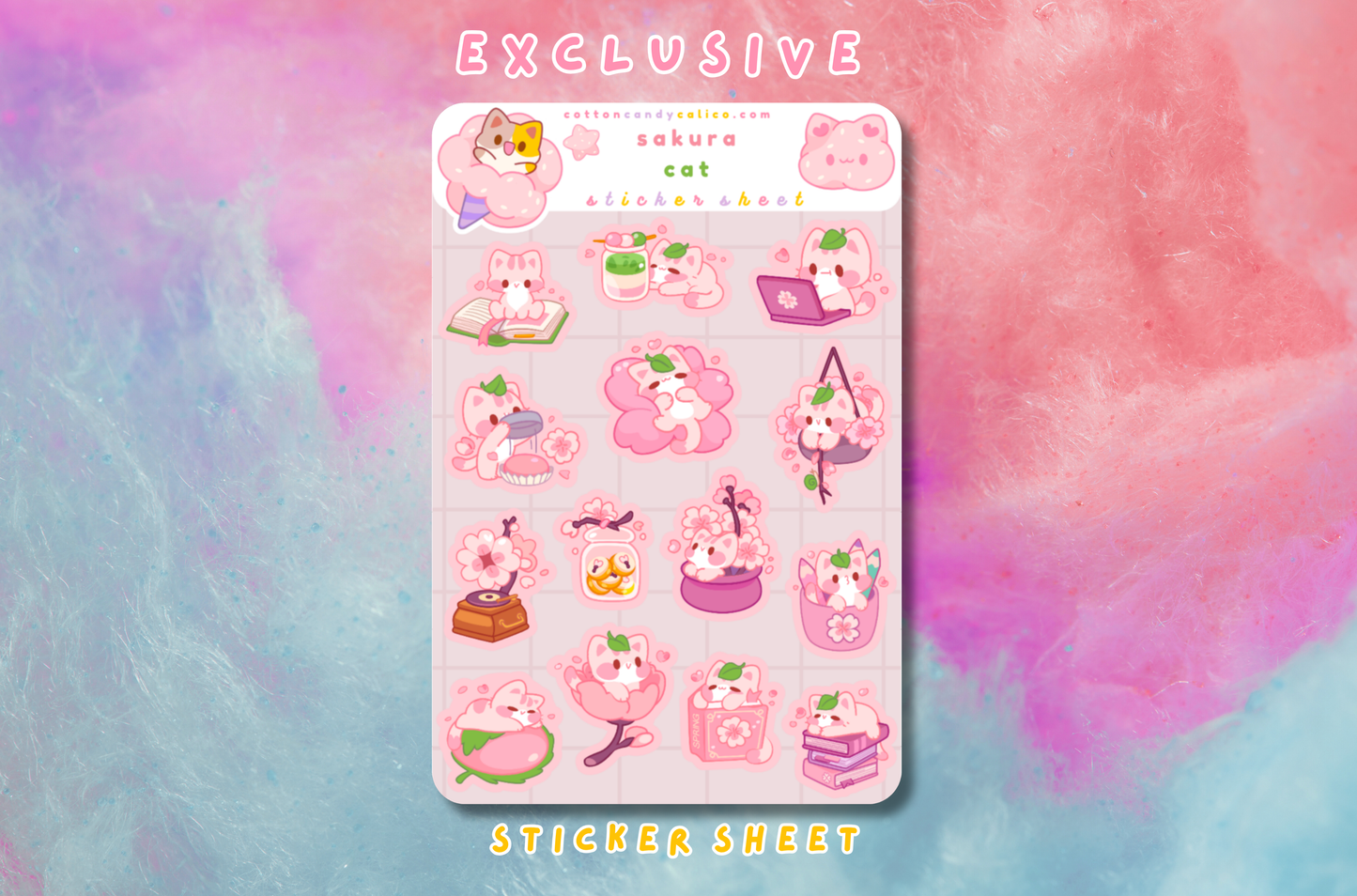 Sakura Cat Sticker Sheet PATREON EXCLUSIVE - May 2026