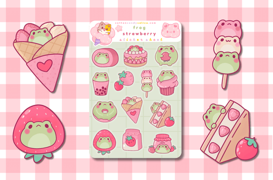 Frog Strawberry Sticker Sheet