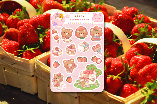Beary Strawberry Sticker Sheet