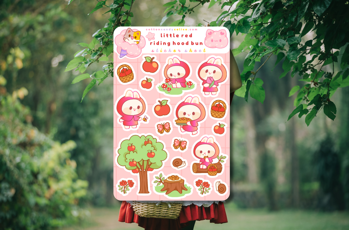 Little Red Riding Hood Bunny Sticker Sheet – Cotton Candy Calico