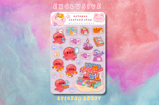 Octopus Seafood Shop Sticker Sheet PATREON EXCLUSIVE - June 2026
