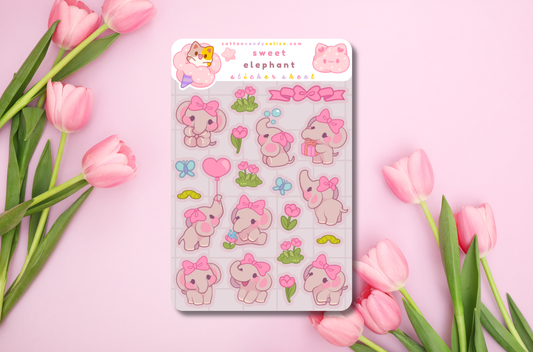 Sweet Tulip Elephant Sticker Sheet