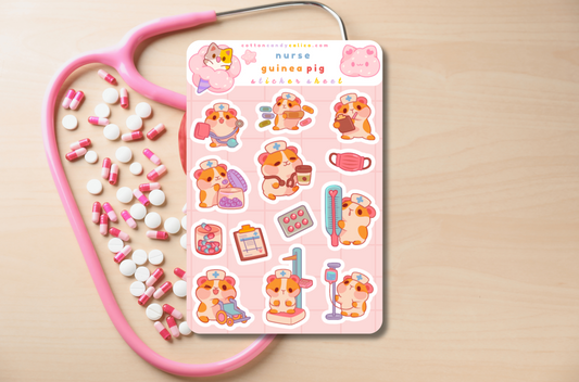 Nurse Guinea Pig Sticker Sheet