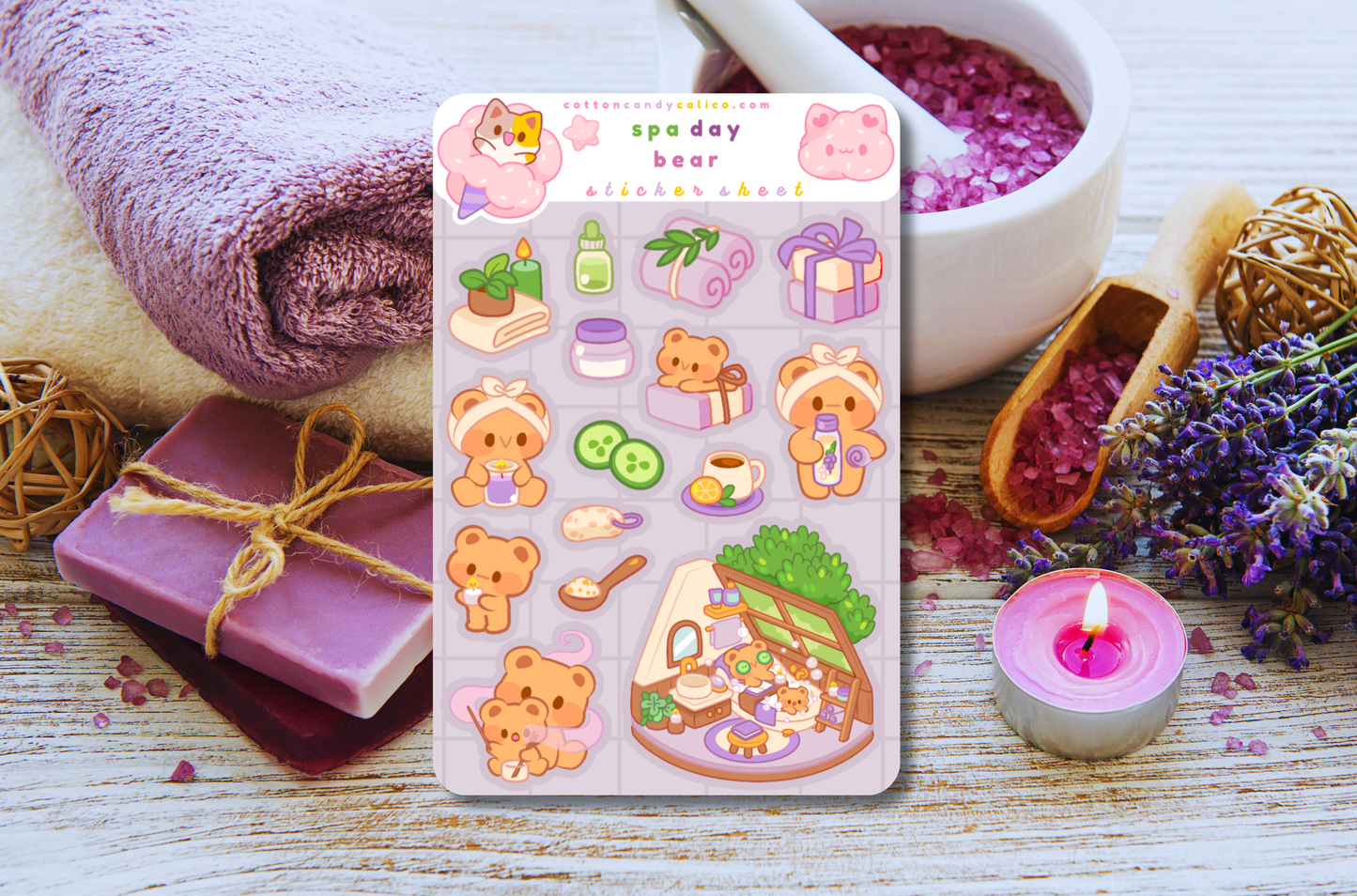 Spa Day Bear Sticker Sheet