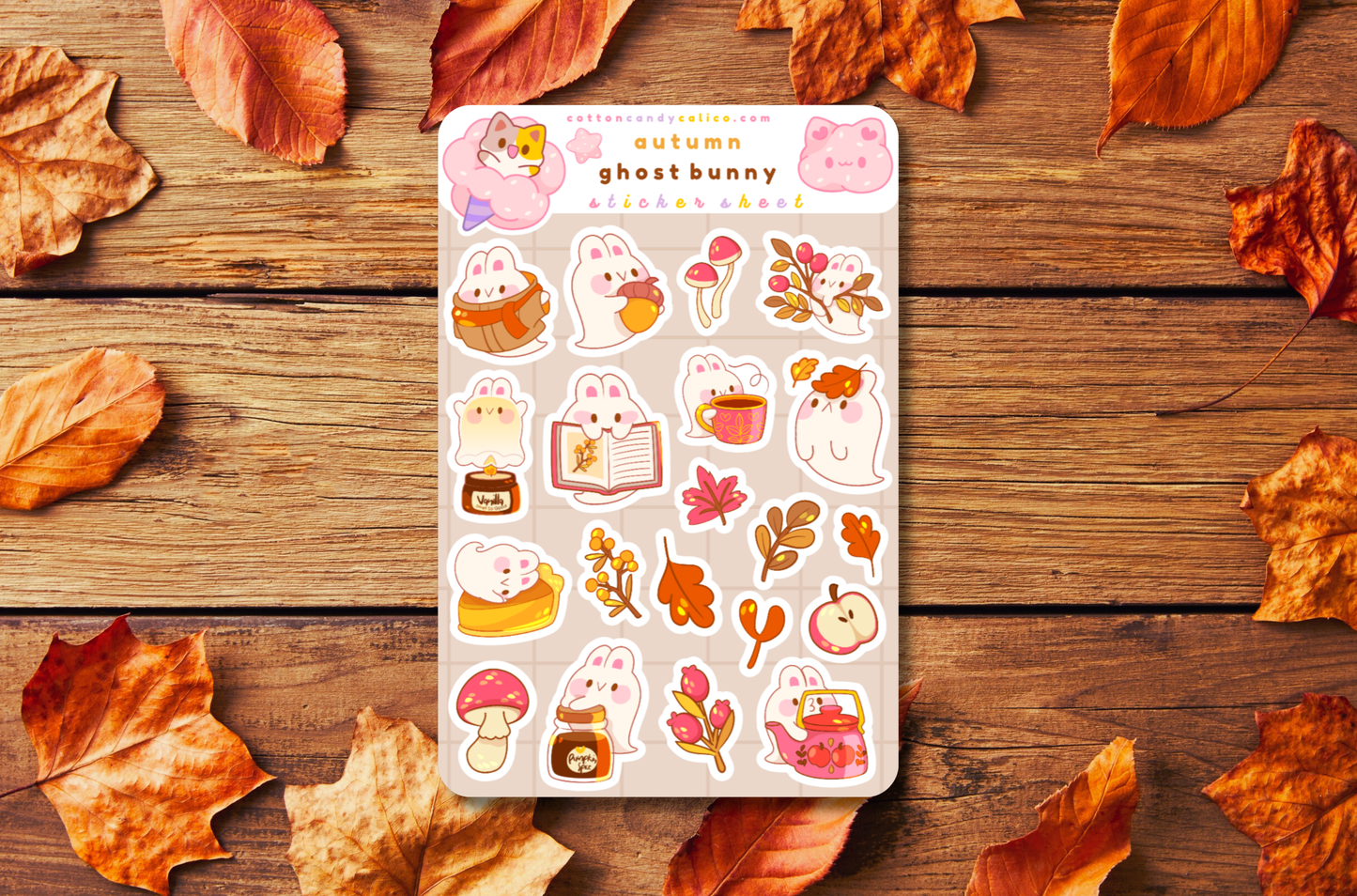 Autumn Ghost Bunny Sticker Sheet