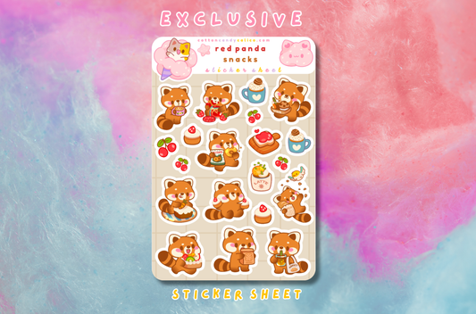 Red Panda Snacks Sticker Sheet PATREON EXCLUSIVE - March 2026