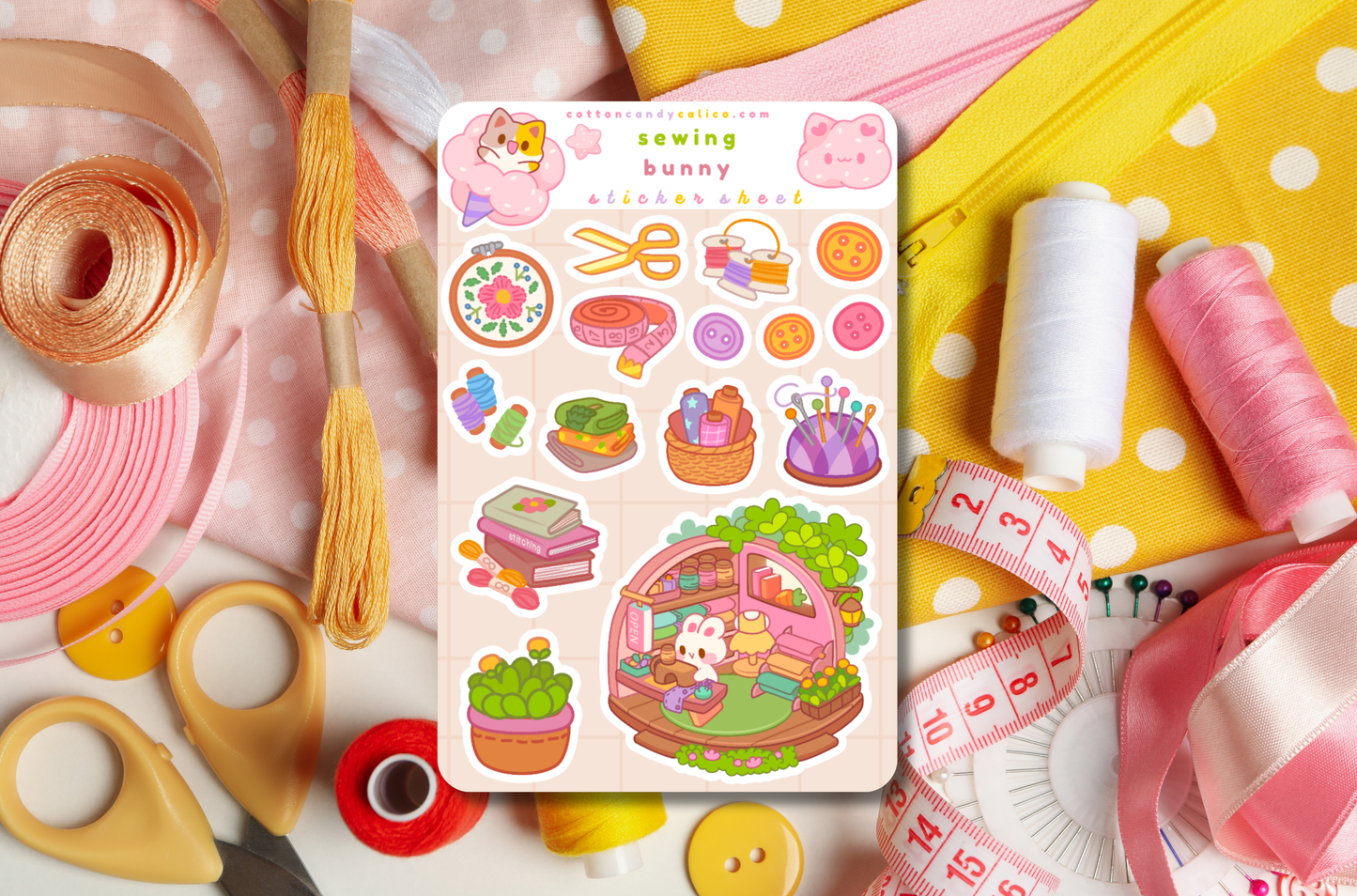 Sewing Bunny Sticker Sheet